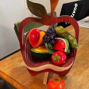 Wooden Apple Shaped Fruit Basket